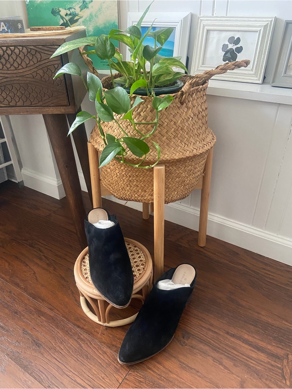 Caslon Black Suede Ankle Booties/Mules